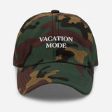 Vacation Mode-Fun Embroidered Unisex Baseball Cap-Adjustable Cotton Twill Dad Hat-camoflauge-front view