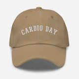 Cardio Day - 3D Puff Embroidered Running Baseball Cap - Unisex Workout Hat - khaki - front view