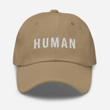 Human-Embroidered Unisex Baseball Cap-Adjustable Dad Hat-khaki-front view
