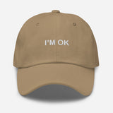 I'm Ok-Embroidered Minimalist Unisex Baseball Cap-Fun Adjustable Cotton Twill Dad Hat-khaki-front view