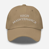 High Maintenance-Embroidered Unisex Baseball Cap-Adjustable Cotton Twill Dad Hat-beige-front view