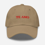 Te Amo-Embroidered Unisex Baseball Cap-Adjustable Minimalist Cotton Twill Dad Hat-khaki-front view