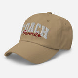 Favorite Coach - 3D Puff Embroidered Baseball Cap - Unisex Adjustable Cotton Twill Dad Hat - khaki - semi front view