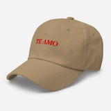 Te Amo-Embroidered Unisex Baseball Cap-Adjustable Minimalist Cotton Twill Dad Hat-khaki-semi front view