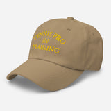 Tennis Pro in Training-Fun Embroidered Unisex Baseball Cap-Adjustable Cotton Twill Dad Hat-khaki-semi front view