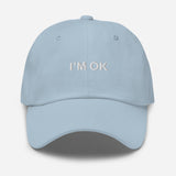 I'm Ok-Embroidered Minimalist Unisex Baseball Cap-Fun Adjustable Cotton Twill Dad Hat-light blue-front view