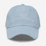 High Maintenance-Embroidered Unisex Baseball Cap-Adjustable Cotton Twill Dad Hat-light blue-front view