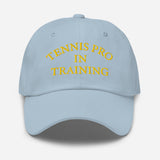 Tennis Pro in Training-Fun Embroidered Unisex Baseball Cap-Adjustable Cotton Twill Dad Hat-light blue-front view