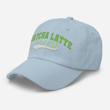 Matcha Latte Social Club - Embroidered Dad Hat - Unisex Adjustable Baseball Cap - light blue - semi front view