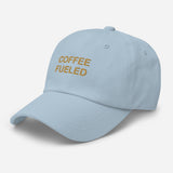 Coffee Fueled-Fun Embroidered Unisex Minimalist Baseball Cap-Adjustable Cotton Dad Hat-light blue-semi front view
