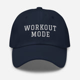 Workout Mode - 3D Puff Embroidered Gym Baseball Cat - Unisex Workout Hat - navy - front view