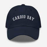 Cardio Day - 3D Puff Embroidered Running Baseball Cap - Unisex Workout Hat - navy - front view