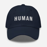 Human-Embroidered Unisex Baseball Cap-Adjustable Dad Hat-navy-front view