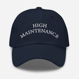 High Maintenance-Embroidered Unisex Baseball Cap-Adjustable Cotton Twill Dad Hat-navy-front view