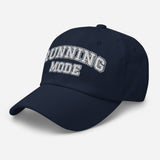 Running Mode - Varsity Logo Embroidered Baseball Cap - Sporty Unisex Running Cap - navy - semi front view