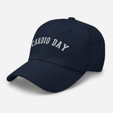 Cardio Day - 3D Puff Embroidered Running Baseball Cap - Unisex Workout Hat - navy -semi front view