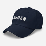 Human-Embroidered Unisex Baseball Cap-Adjustable Dad Hat-navy-semi front view