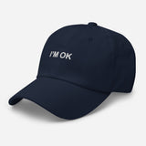 I'm Ok-Embroidered Minimalist Unisex Baseball Cap-Fun Adjustable Cotton Twill Dad Hat-navy-semi front view