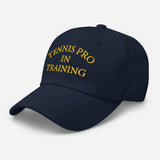 Tennis Pro in Training-Fun Embroidered Unisex Baseball Cap-Adjustable Cotton Twill Dad Hat-navy-semi front view