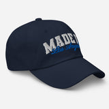 Made in Los Angeles - Unisex Embroidered Baseball Cap-navy-semi front view
