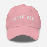 Cardio Day - 3D Puff Embroidered Running Baseball Cap - Unisex Workout Hat - pink - front view