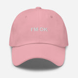 I'm Ok-Embroidered Minimalist Unisex Baseball Cap-Fun Adjustable Cotton Twill Dad Hat-pink-front view