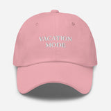 Vacation Mode-Fun Embroidered Unisex Baseball Cap-Adjustable Cotton Twill Dad Hat-pink-front view