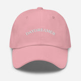 Daydreamer-Embroidered Unisex Minimalist Baseball Cap-Adjustable Cotton Twill Dad Hat-pink-front view