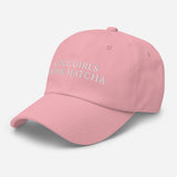 Cool Girls Drink Matcha - Women's Embroidered Matcha Baseball Cap - Adjustable Dad Hat - pink - semi front view