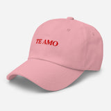 Te Amo-Embroidered Unisex Baseball Cap-Adjustable Minimalist Cotton Twill Dad Hat-pink-semi fornt view