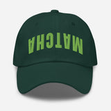 Matcha - 3D Puff Upside Down Logo Embroidered Matcha Baseball Cap - Unisex Matcha Hat - green - front view