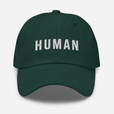 Human-Embroidered Unisex Baseball Cap-Adjustable Dad Hat-green-front view