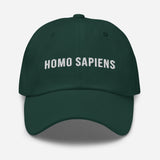 Homo Sapiens-Embroidered Minimalist Unisex Baseball Cap-Adjustable Cotton Dad Hat-green-front view