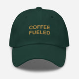 Coffee Fueled-Fun Embroidered Unisex Minimalist Baseball Cap-Adjustable Cotton Dad Hat-green-front view