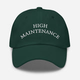High Maintenance-Embroidered Unisex Baseball Cap-Adjustable Cotton Twill Dad Hat-green-front view