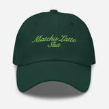 Matcha Latte Slut-Fun Embroidered Unisex Baseball Cap-Adjustable Cotton Twill Dad Hat-green-front view
