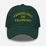 Tennis Pro in Training-Fun Embroidered Unisex Baseball Cap-Adjustable Cotton Twill Dad Hat-green front view