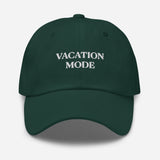 Vacation Mode-Fun Embroidered Unisex Baseball Cap-Adjustable Cotton Twill Dad Hat-green-front view
