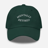 Mentally Retired-Fun Embroidered Unisex Baseball Cap-Adjustable Cotton Twill Dad Hat-green-front view