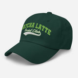 Matcha Latte Social Club - Embroidered Dad Hat - Unisex Adjustable Baseball Cap - green - semi front view