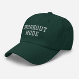 Workout Mode - 3D Puff Embroidered Gym Baseball Cat - Unisex Workout Hat - green - semi front view