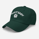 Take It Easy - Hibiscus 3D Puff Embroidered Baseball Cap - Women's Beach Vibe Dad Hat - green - semi front view