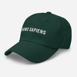 Homo Sapiens-Embroidered Minimalist Unisex Baseball Cap-Adjustable Cotton Dad Hat-green-semi front view