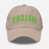 Matcha - 3D Puff Upside Down Logo Embroidered Matcha Baseball Cap - Unisex Matcha Hat - stone - front view