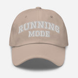 Running Mode - Varsity Logo Embroidered Baseball Cap - Sporty Unisex Running Cap - stone - front view