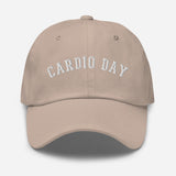 Cardio Day - 3D Puff Embroidered Running Baseball Cap - Unisex Workout Hat - beige - front view