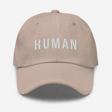 Human-Embroidered Unisex Baseball Cap-Adjustable Dad Hat-beige-front view