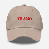 Te Amo-Embroidered Unisex Baseball Cap-Adjustable Minimalist Cotton Twill Dad Hat-beige-front view