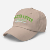 Matcha Latte Social Club - Embroidered Dad Hat - Unisex Adjustable Baseball Cap - stone - semi front view