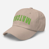 Matcha - 3D Puff Upside Down Logo Embroidered Matcha Baseball Cap - Unisex Matcha Hat - stone - semi front view